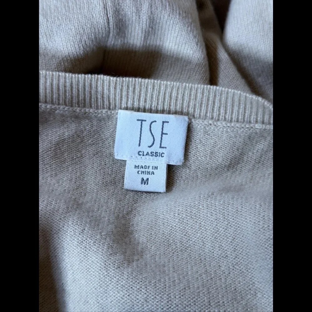 TSE Sweater Medium Womens Beige 100% Pure Cashmere Button Front Cardigan